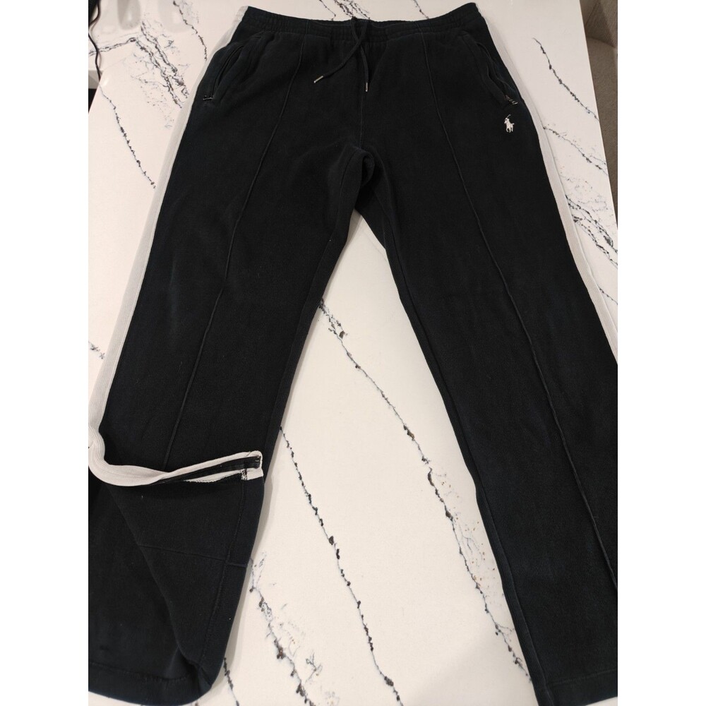 Polo Ralph Lauren Sweatpants Joggers Men’s Medium Black Ankle Zip Drawstring